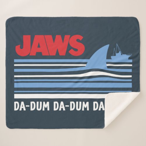 Jaws Da_Dum Shark Fin Stripe Graphic Sherpa Blanket