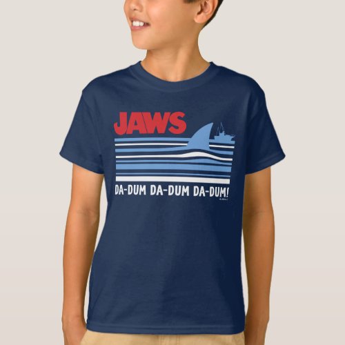 Jaws Da_Dum Shark Fin Stripe Graphic T_Shirt