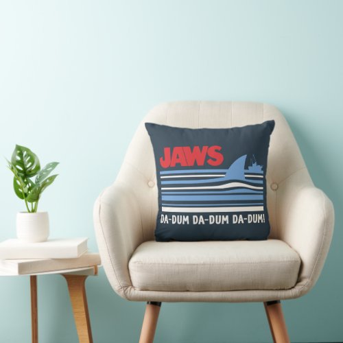 Jaws Da_Dum Shark Fin Stripe Graphic Throw Pillow