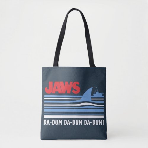 Jaws Da_Dum Shark Fin Stripe Graphic Tote Bag