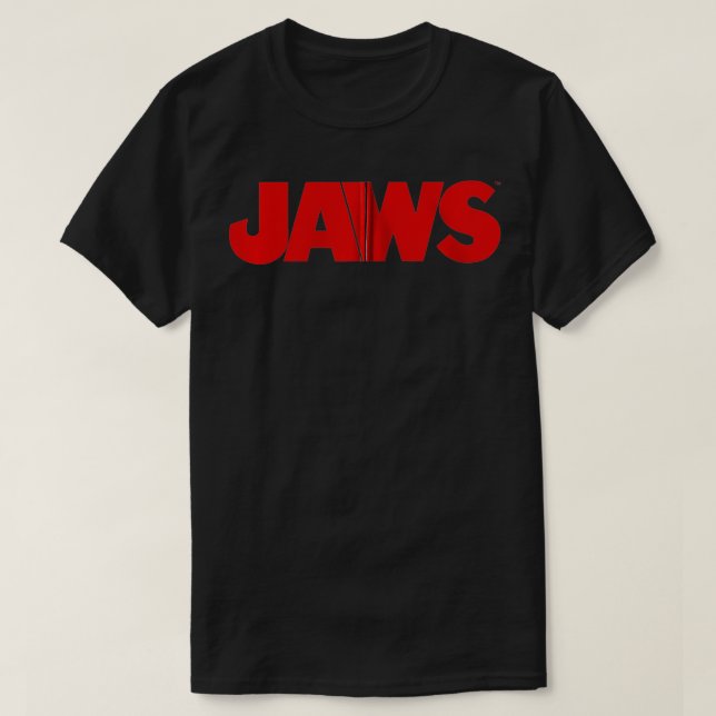 Jaws Left Chest Poster Back Logo Zip  T-Shirt (Design Front)