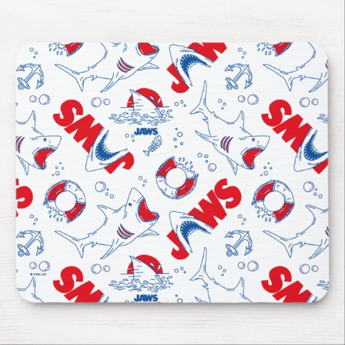 Jaws Outline Drawing Pattern Mouse Pad