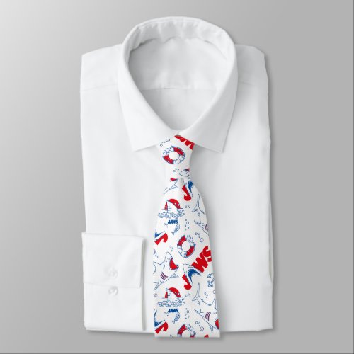 Jaws Outline Drawing Pattern Neck Tie