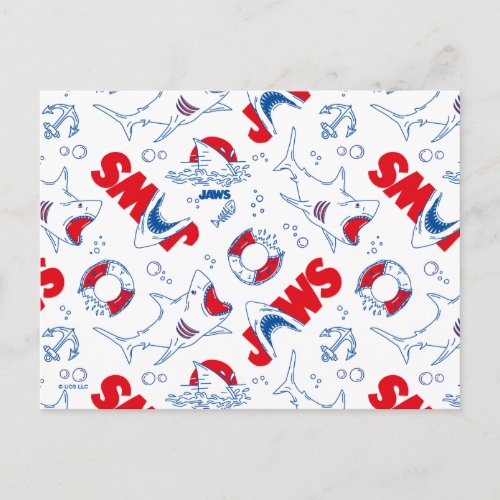 Jaws Outline Drawing Pattern Postcard