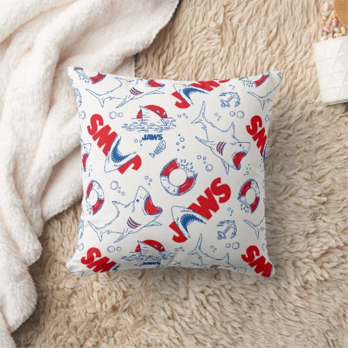 Jaws Outline Drawing Pattern Throw Pillow