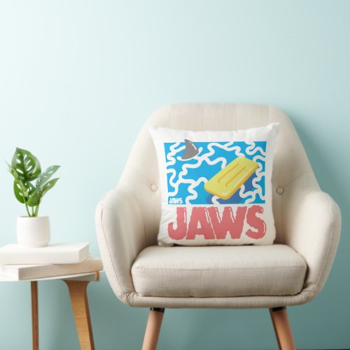 Jaws Retro Pool Illustration Throw Pillow