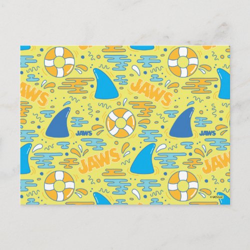 Jaws Retro Shark Fin Splash Pattern Postcard