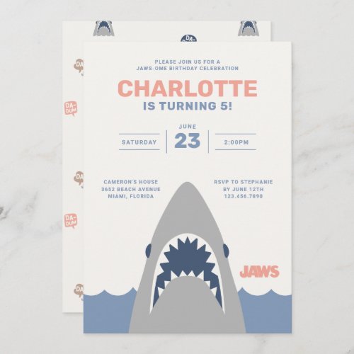 Jaws Shark  Girls Birthday Invitation