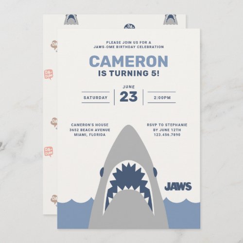 Jaws Shark  Kids Birthday Invitation
