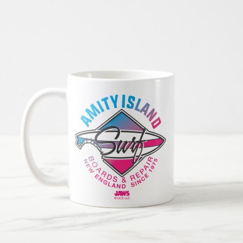 Jaws Vintage Amity Island Surf Board  Repair Coffee Mug