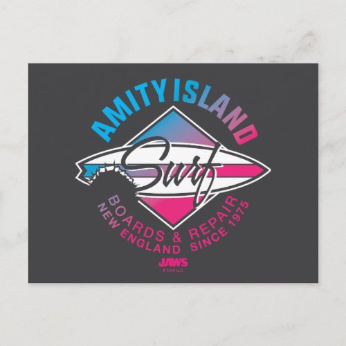 Jaws Vintage Amity Island Surf Board  Repair Postcard