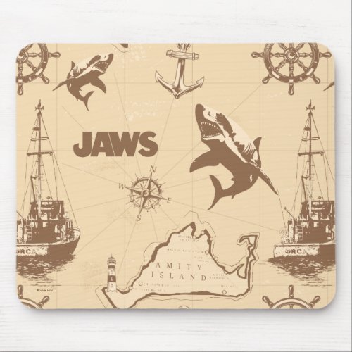 Jaws Vintage Map Pattern Mouse Pad