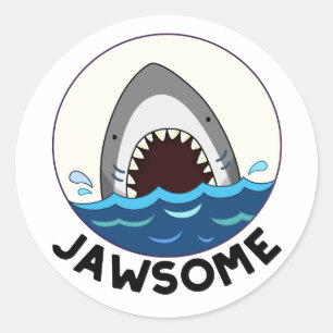 Jawsome Funny Shark Teeth Pun Classic Round Sticker