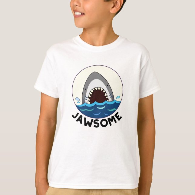 Jawsome Funny Shark Teeth Pun  T-Shirt (Front)
