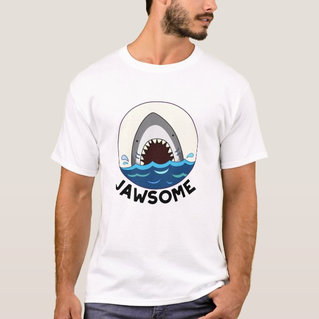 Jawsome Funny Shark Teeth Pun  T-Shirt (Front)