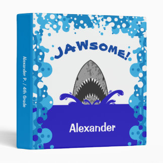 JAWsome Great White Shark Personalized School 3 Ring Binder