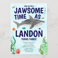 Jawsome Shark Birthday Invitation - Under the Sea