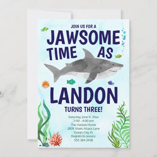 Jawsome Shark Birthday Invitation _ Under the Sea