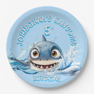 Jawsome Shark Plate Blue Ocean Party