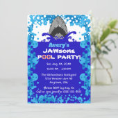 Jawsome Shark Themed Pool Party Birthday Invitation (Standing Front)