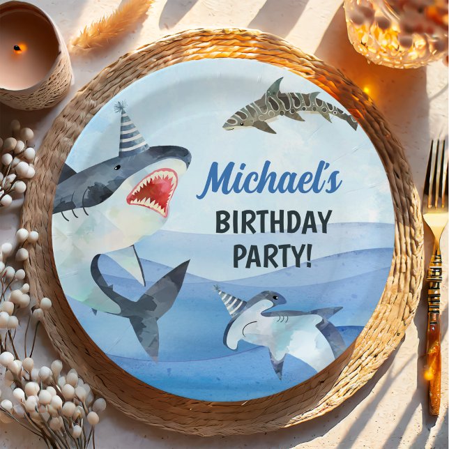 Jawsome Shark Under The Sea Birthday Paper Plates (Creator Uploaded)