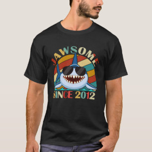 Jawsome Since 2012 Shark Awesome Birthday Retro Vi T-Shirt