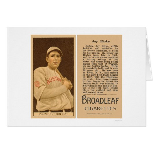 Jay Kirke Braves Baseball 1912 Cards (Front Horizontal)