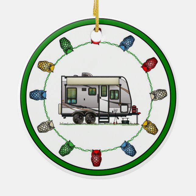 Jayco Trailer RV happy camper Ceramic Ornament (Back)