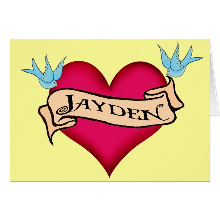 Jayden   Custom Heart Tattoo T shirts & Gifts Card