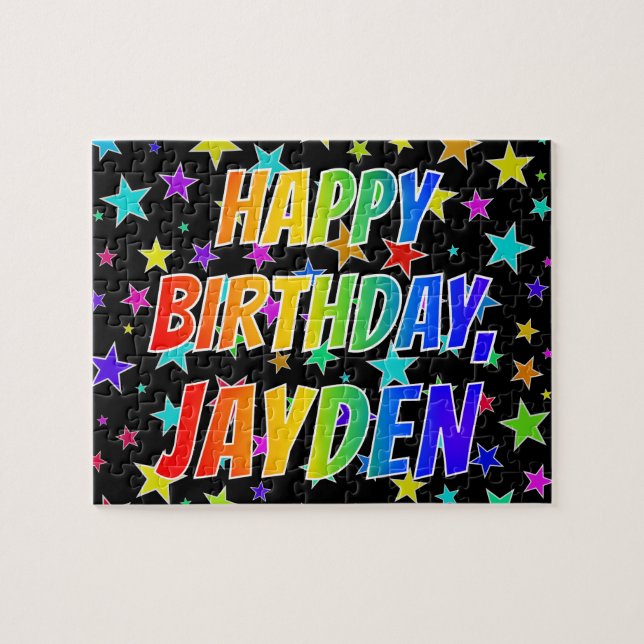 "JAYDEN" First Name, Fun "HAPPY BIRTHDAY" Jigsaw Puzzle (Horizontal)