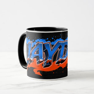 Jayden First Name Graffiti blue orange Tasse Mug