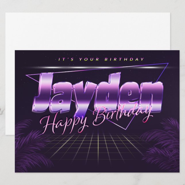 Jayden Name First name purla retro card Birthday (Front/Back)