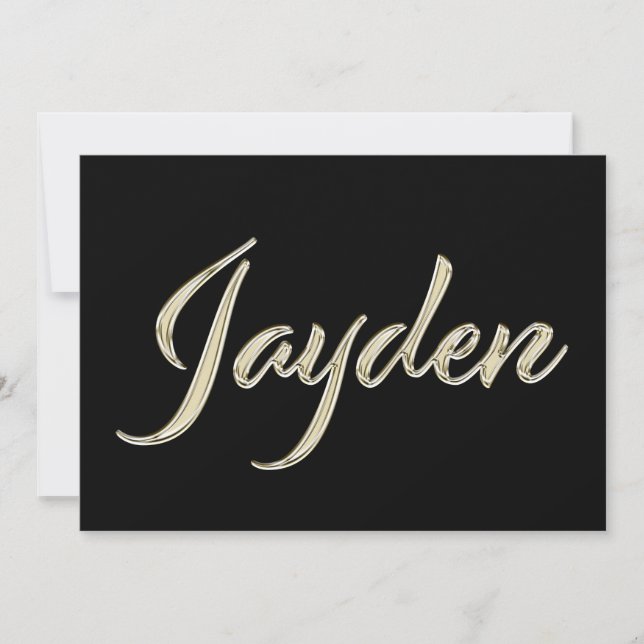 Jayden Name white gold Handwriting Card (Front)