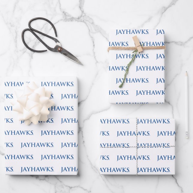 Jayhawks Text Logo Wrapping Paper Sheets (Front)