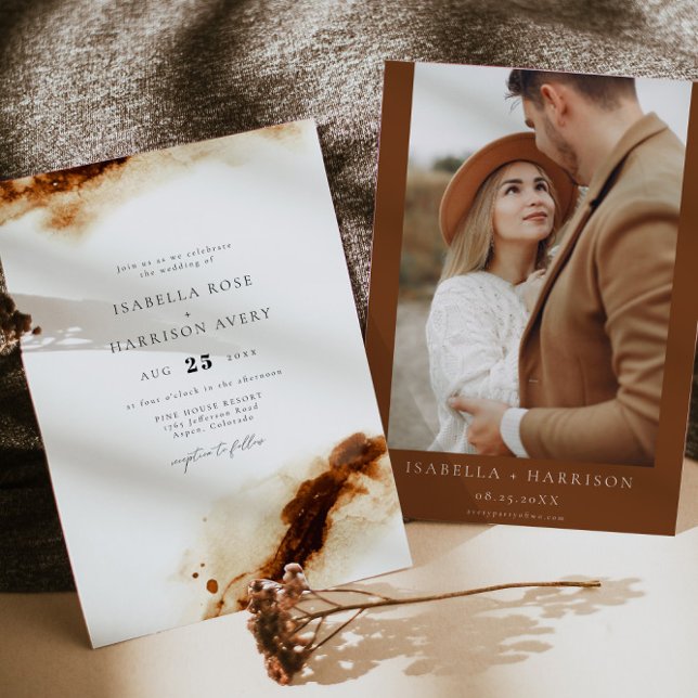 JAYLA Boho Terracotta Burnt Orange Rust Wedding Invitation (Creator Uploaded)