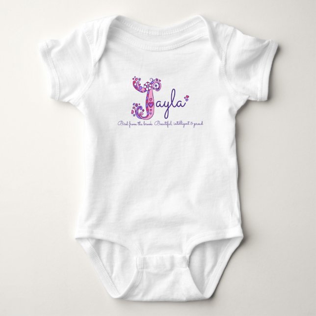Jayla girls J name meaning monogram shirt (Front)