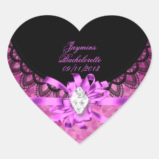Jaymins Bachelorette Pink Black Lace Heart Sticker