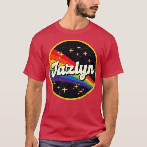 Jazlyn Rainbow In Space Vintage GrungeStyle T_Shirt