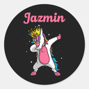 Jazmin Gift Name Personalized Birthday Dabbing Uni Classic Round Sticker