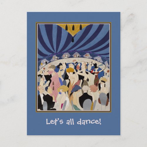 Jazz Age Art Deco Dancing couples dance hall art Postcard