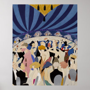 Jazz Age Art Deco Dancing couples dance hall art Poster