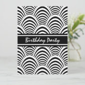 Jazz Age Art Deco Elegance Black and White Invitation (Standing Front)