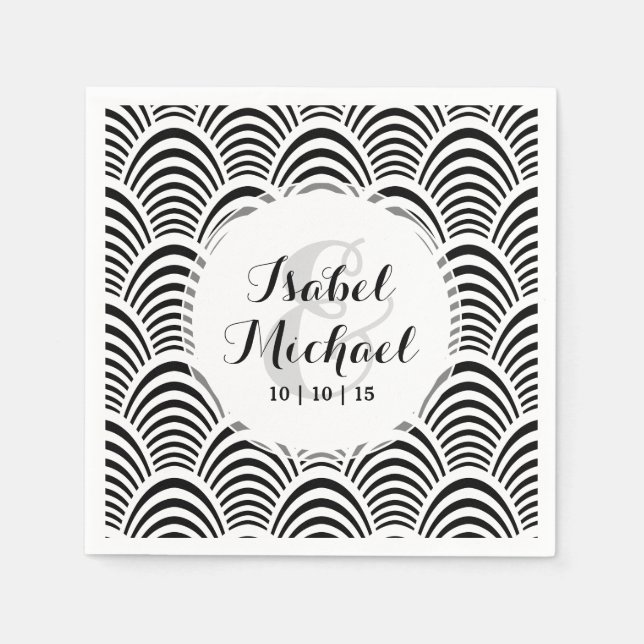 Jazz Age Art Deco Elegance Black and White Napkins (Front)