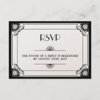Jazz age black Art Deco RSVP wedding response