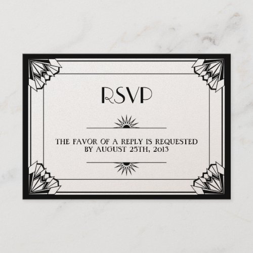 Jazz age black Art Deco RSVP wedding response Jazz age black Art Deco RSVP wedding response