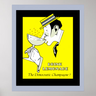 Jazz age deco Art lemonade Champagne, 24" x 20" Poster
