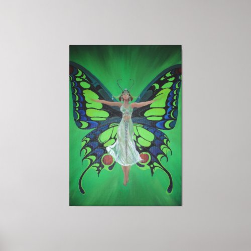 Jazz Age Showgirl Flapper Wearing Butterfly Wings  Canvas Print