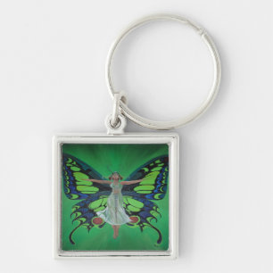 Jazz Age Showgirl Flapper Wearing Butterfly Wings Keychain