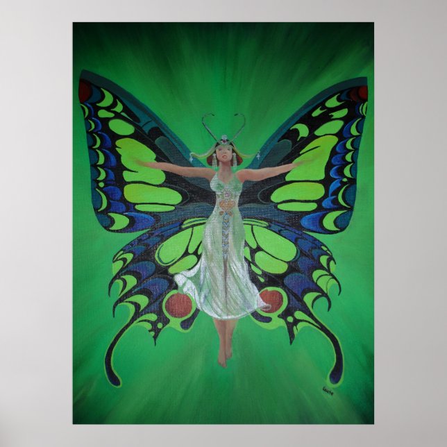 Jazz Age Showgirl Flapper Wearing Butterfly Wings  Poster (Front)