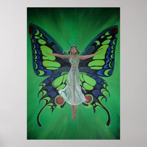 Jazz Age Showgirl Flapper Wearing Butterfly Wings  Poster